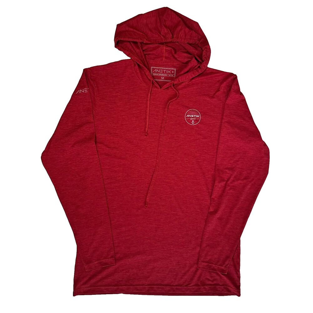 Anetik Men's Low Pro Tech Hooded T-Shirt M Pyro Heather Sun Hoodie UPF 30 VINT
